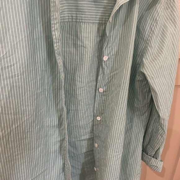Ann Taylor Green Pin-Striped Shirt Size Medium - Picture 5 of 6